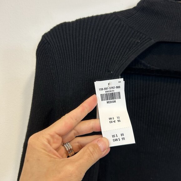NWT ABERCROMBIE & FITCH Size Medium Black Open-back Midi Sweater Dress - Picture 5 of 10